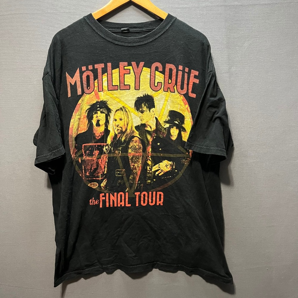 Motley Crue The Final Tour T-Shirt Mens XL Black Graphic Band Tee 2014 2015